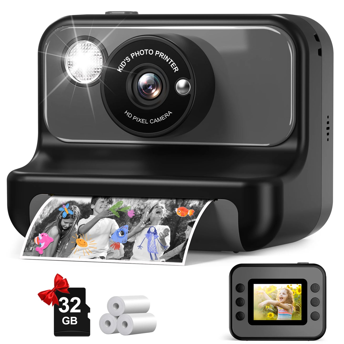 Kids Camera Instant Print 1080P HD Thermal Printing Camera 2.4 Inch Mini Digital Camera Toy