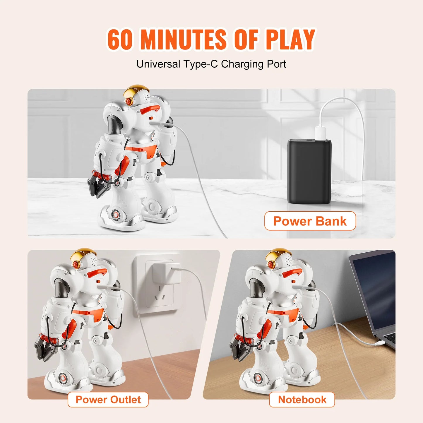 RC Robot Toys for Kids Battle Mode Programmable Remote Control Smart Robot with Bullets Interactive Dancing Robot