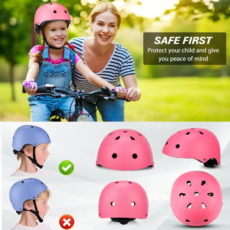 8 Pcs Kids Bike Helmets Bulk CPSC Certified Toddler Skateboard Adjustable Kids Bike Helmet, Boys Girls for Skate