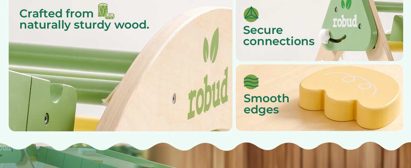 Robotime Robud 7 in 1 Triangle Set Foldable Wooden Climbing Toy Montessori Foldable Climbing Set with Rope Net Unisex