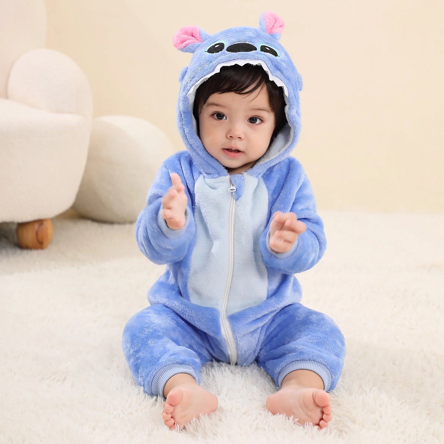 Baby Kigurumi Stitch Cartoon Romper Infant Kids Animal Jumpsuit Toddler Clothes Bodysuits Girls Boys Cosplay Pyjamas Costumes