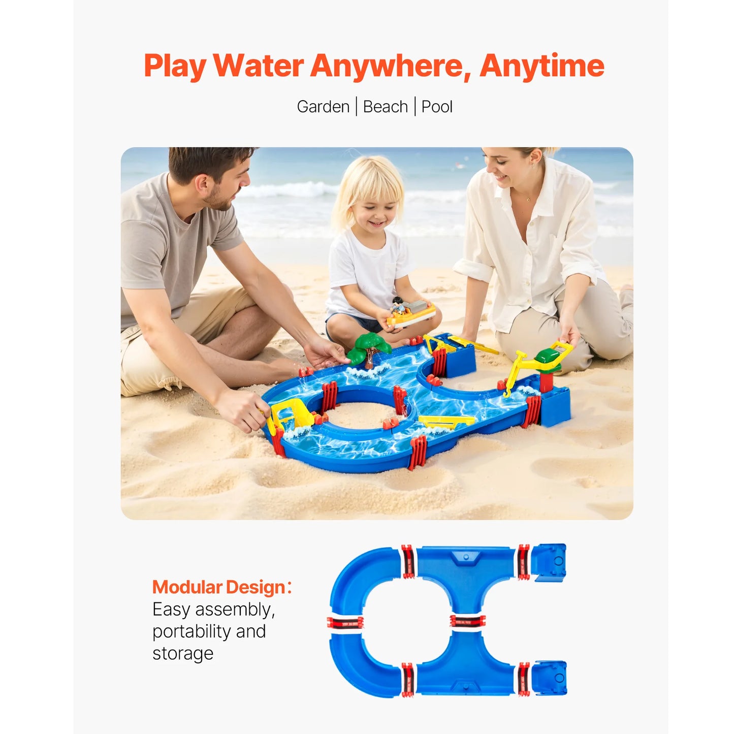 Water Play Table Children's Outdoor Beach Toy with 39PCS Accessories Summer Water Park Playset for Kids Activity