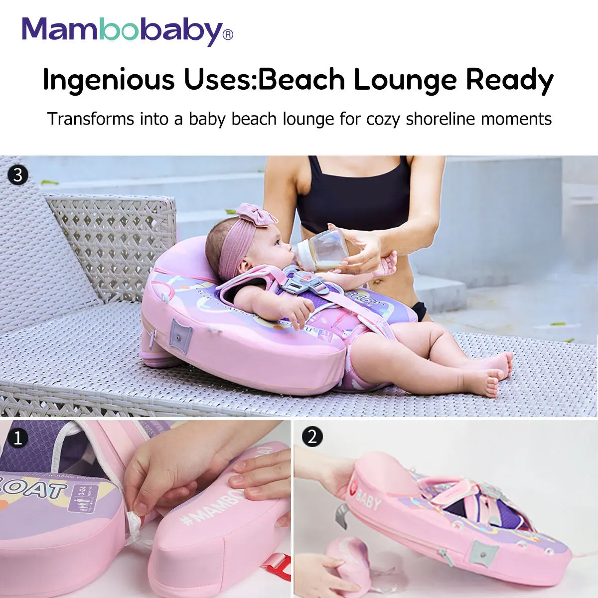 Mambobaby float 2 VIP Dropshipping Non-Inflatable Baby Float with Canopy Chest Floater Spa Buoy Trainer Suppliers