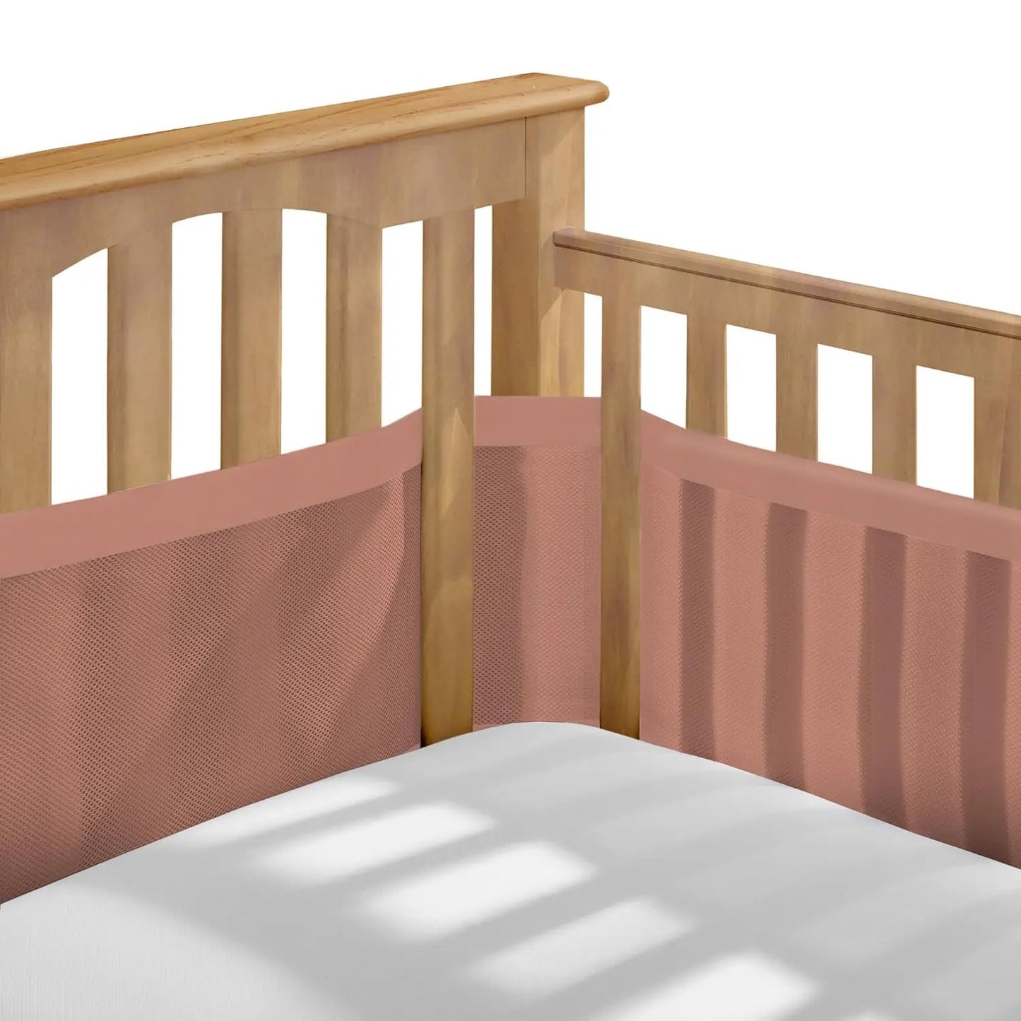 Breathable Mesh Crib Liner with Cotton Ruffle Trim - Fits Full-Size Slatted and Solid Back Cribs