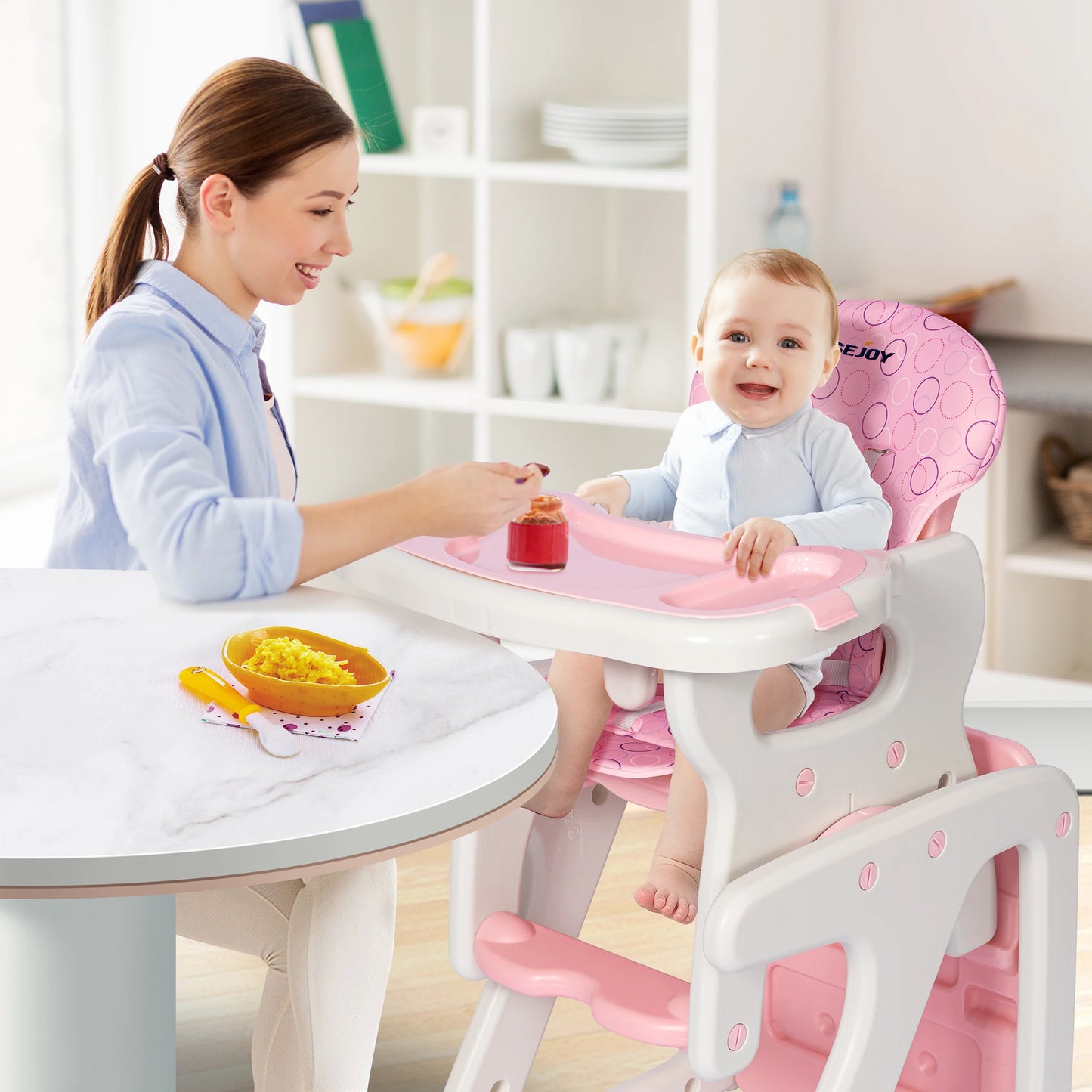 High Chair Adjustable Baby Eating Chair for Babies and Toddlers Convertible Baby Seat for 6 Months to 3 Years Highchairs