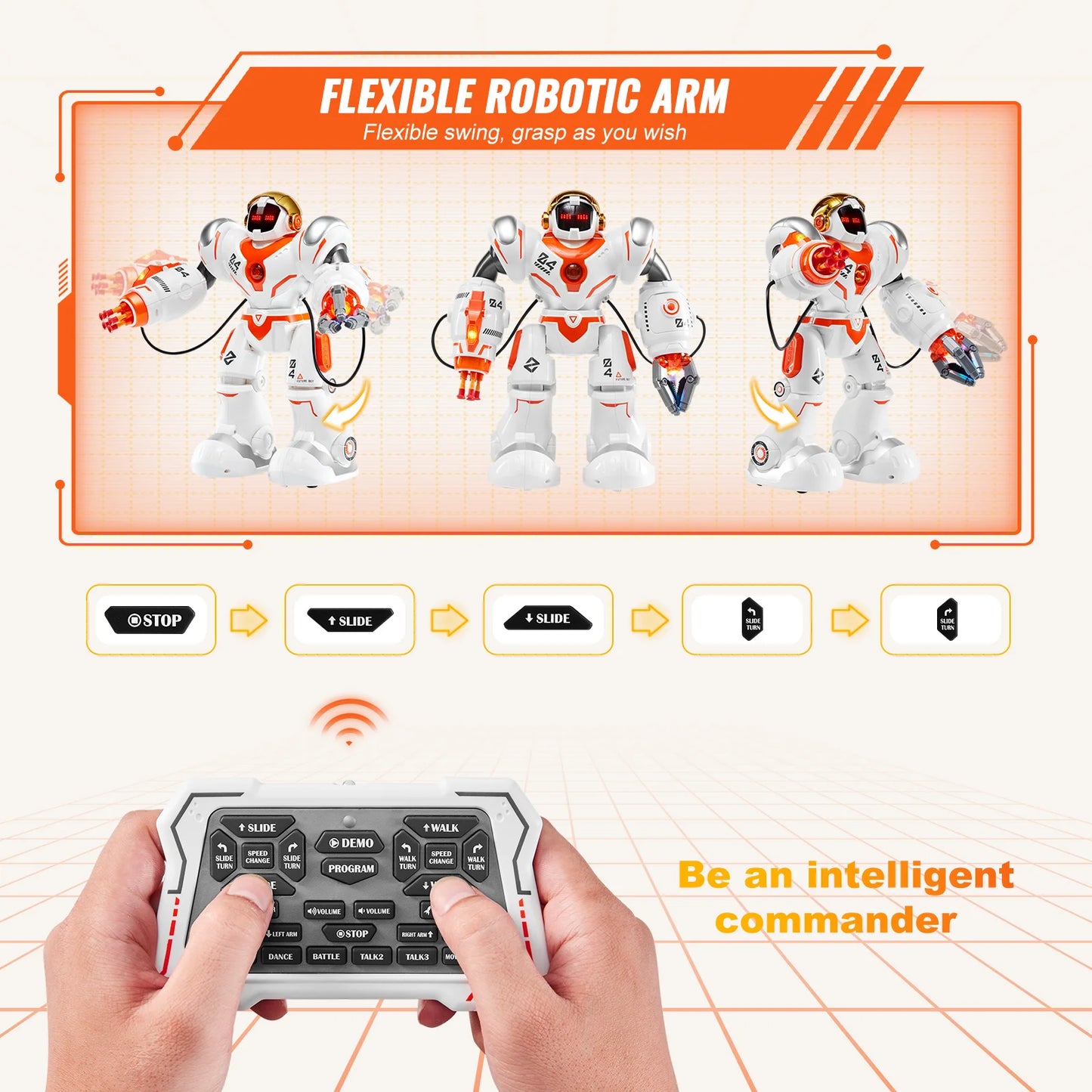 RC Robot Toys for Kids Battle Mode Programmable Remote Control Smart Robot with Bullets Interactive Dancing Robot