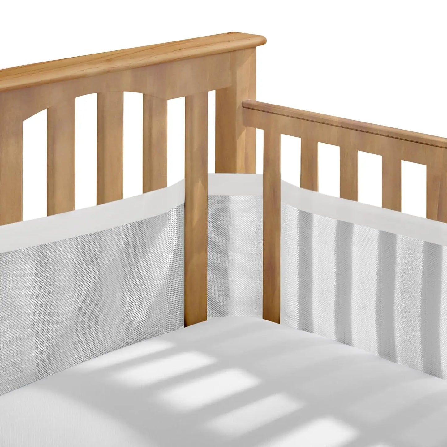 Breathable Mesh Crib Liner with Cotton Ruffle Trim - Fits Full-Size Slatted and Solid Back Cribs