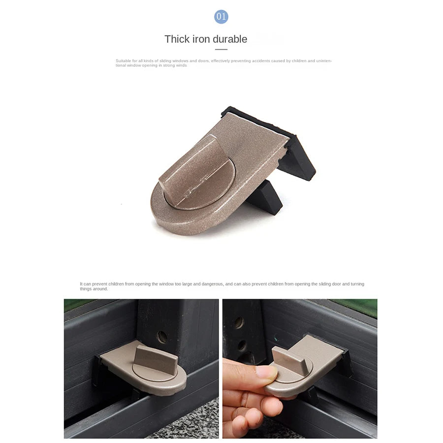 No-Drill Sliding Door Lock, Child Safety Lock for Sliding Windows, High-Rise Anti-Fall Limiter, Anti-Theft Safety Latch