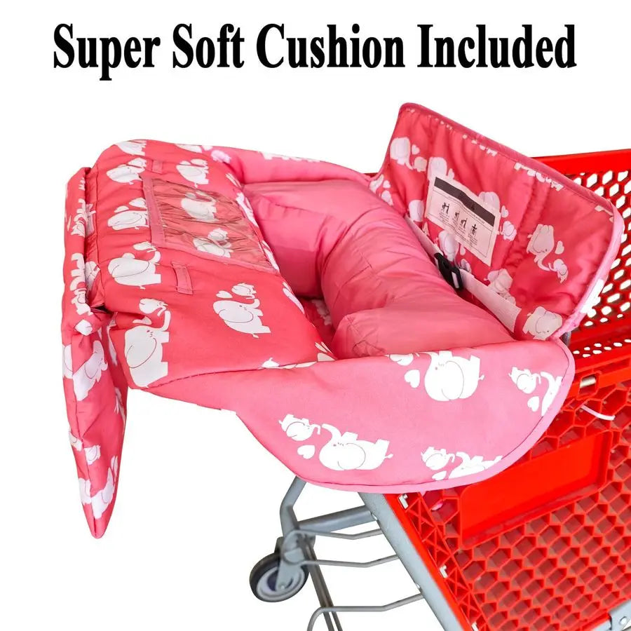 Soft Pillow Attached 2in1 Shopping Cart and High Chair Cover for Baby, Cotton Padded Cart Cover, Foldn Roll Style.