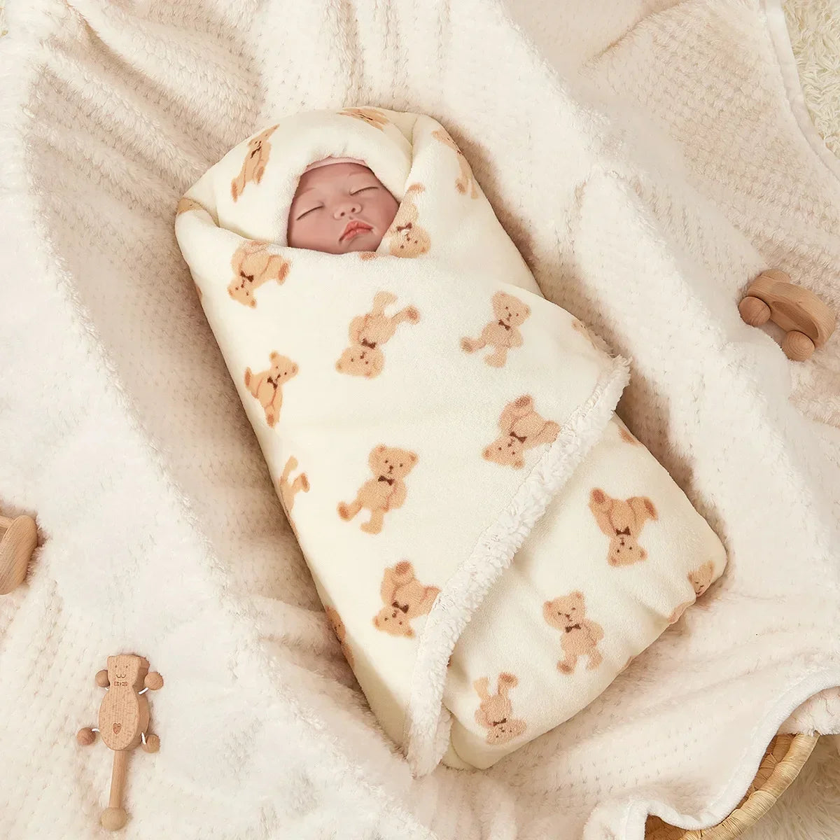 Winter Baby Blanket Swaddle Wrap Flannel Lamb Fleece Warm Quilt for Newborn Bedding Soft Baby Stroller Blanket for Newborn