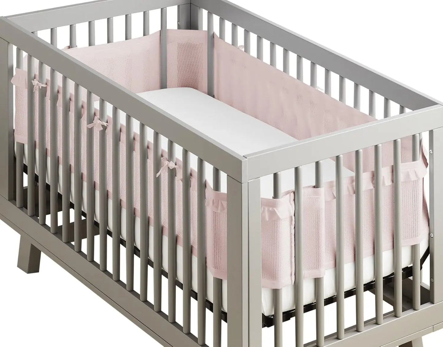 Breathable Mesh Crib Liner with Cotton Ruffle Trim - Fits Full-Size Slatted and Solid Back Cribs