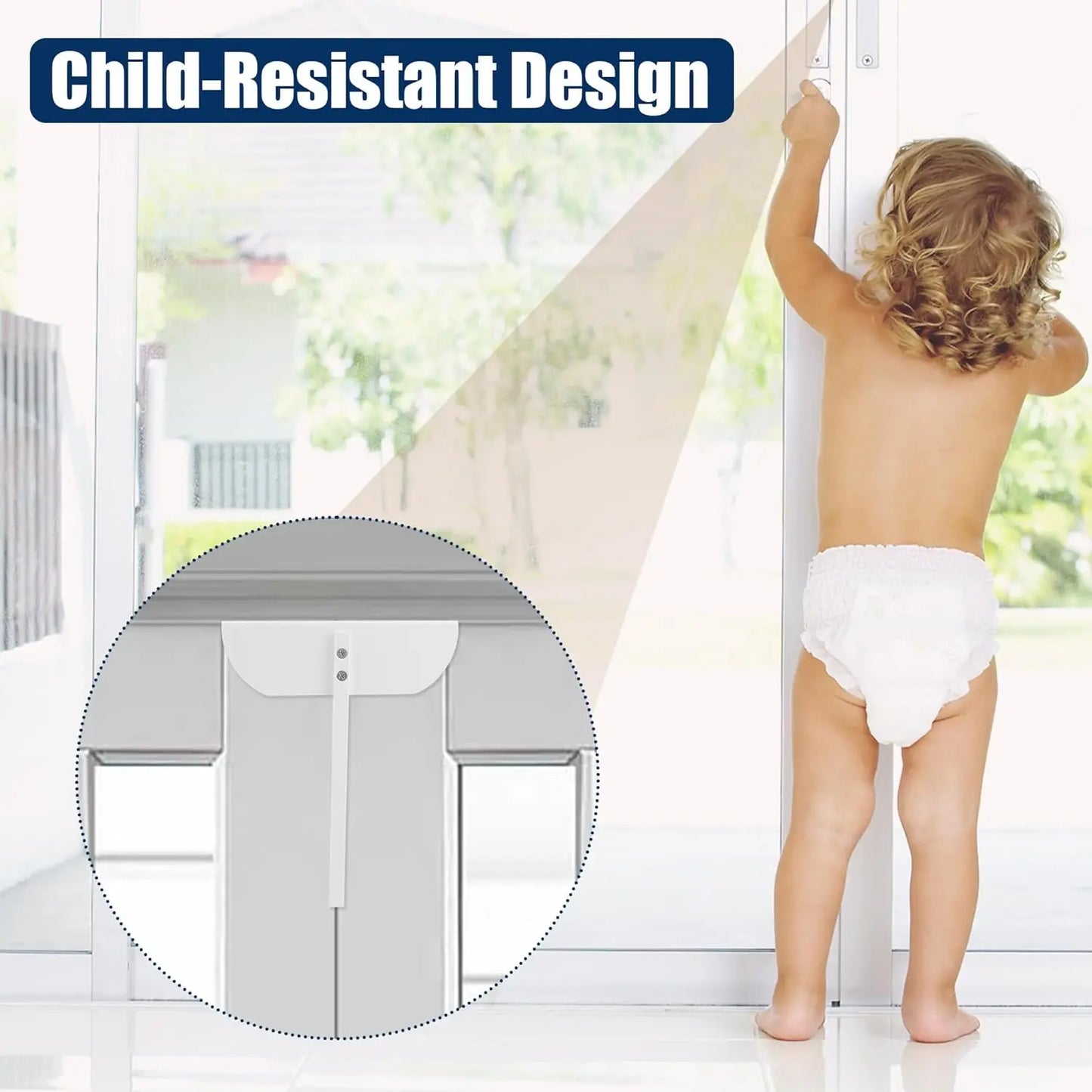 Child and Pet Proof Bifold Door Locks, Installation-Free Metal Cabinet Safety Locks, 4 Pack