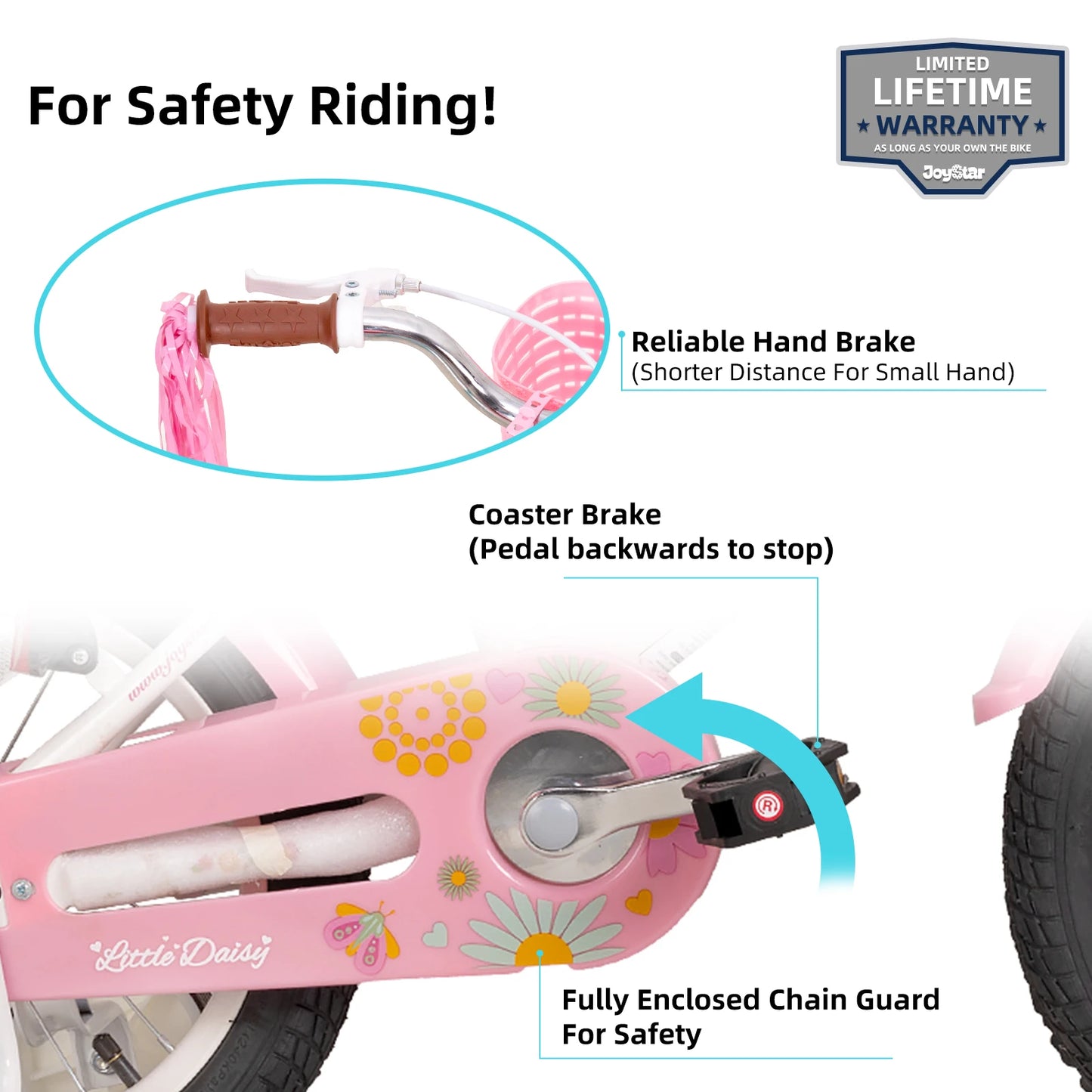 Little Daisy Kids Bike for Girls Ages 2-7 Years,  Bikes with Doll Bike Seat & Streamers, Bikes with Flag & Number Plate