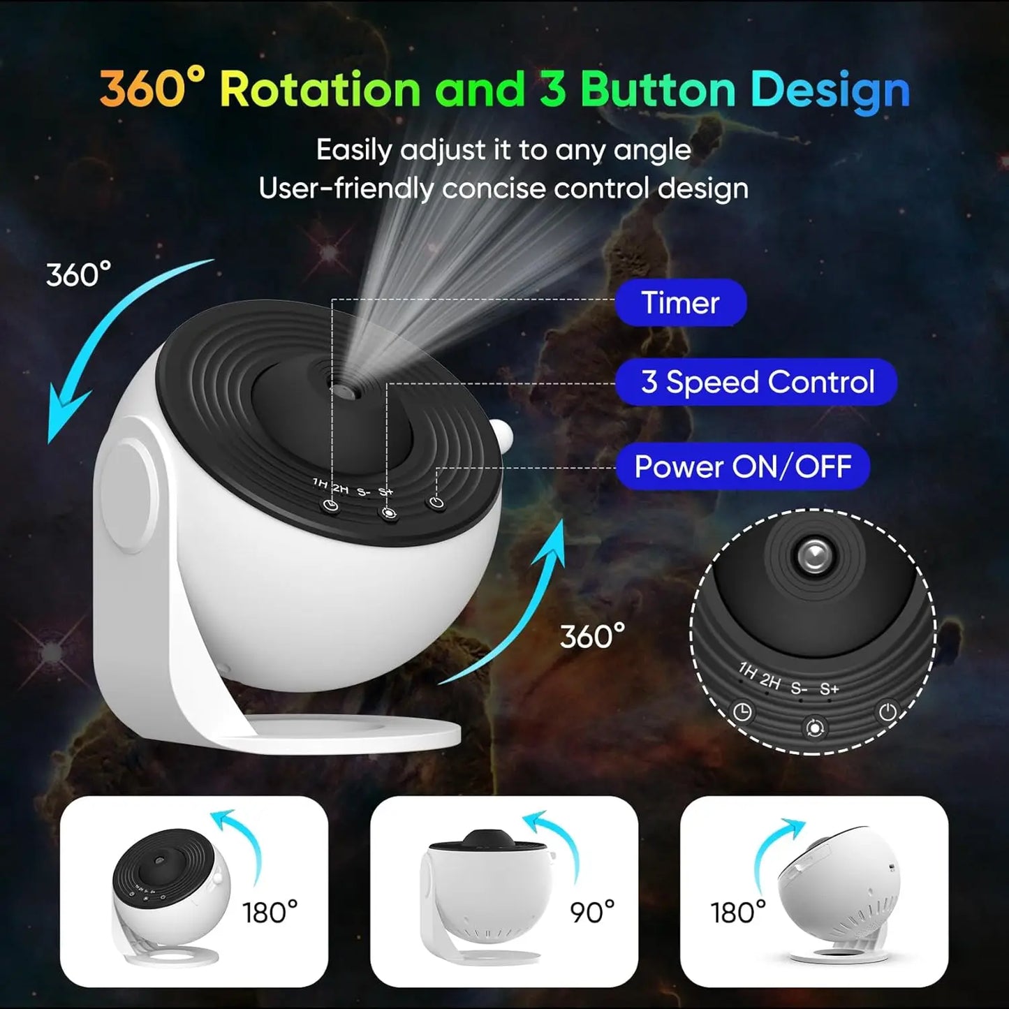 Galaxy Projector for Bedroom, HD Image Star Projector, Adjustable Galaxy Light Knob, 13 Film Discs, Planetarium Projector for Kids