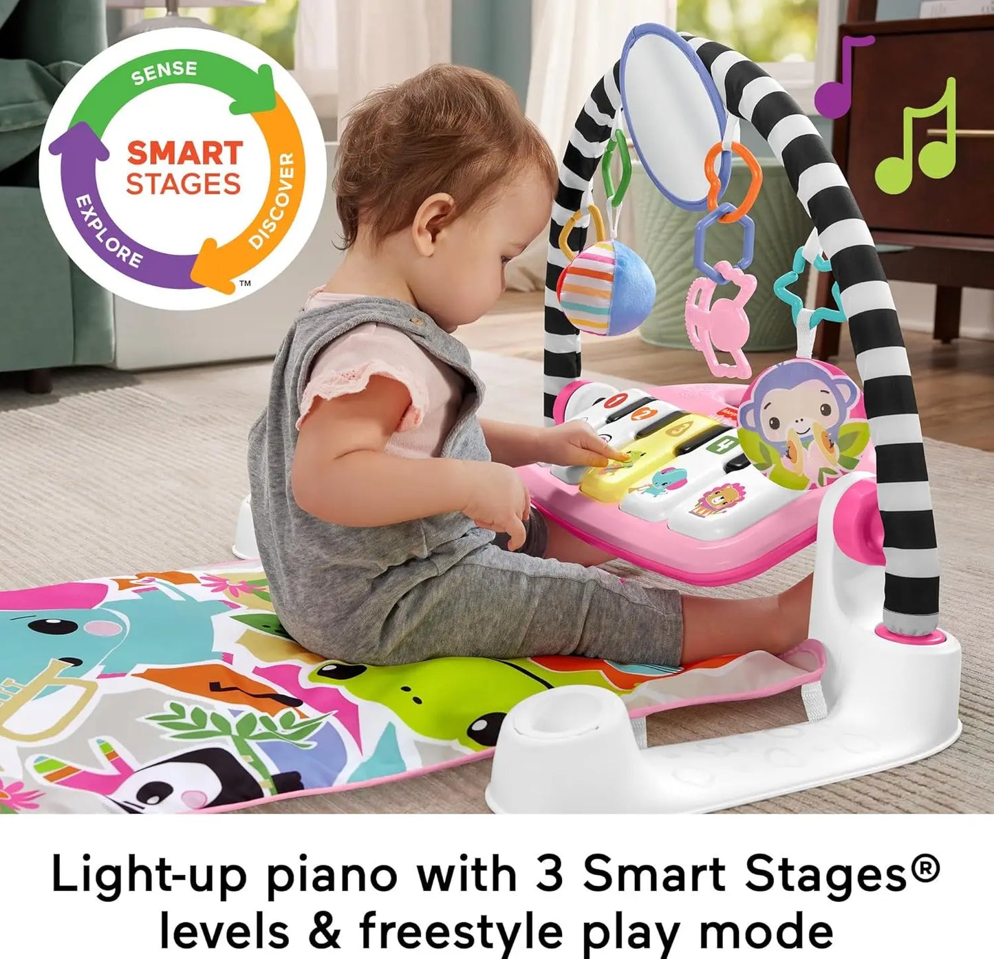 Baby Musical Toy Set with Glow & Grow Kick & Play Piano Gym and Rattle Maracas for Newborns Ages 0+ Months