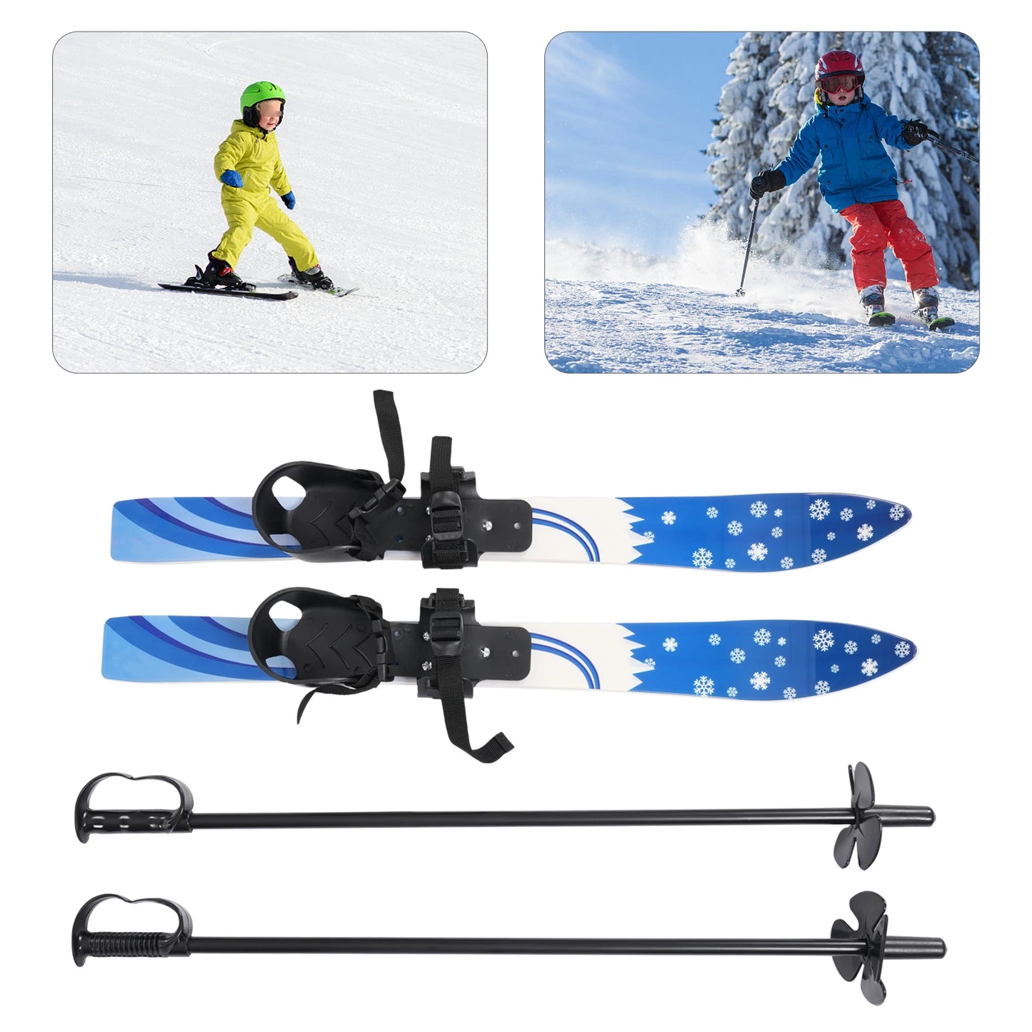 68*6cm Ski Set Kids Skis and Poles Primary Ski Double Board Children's Beginner Snow Skis for Children Outdoor Snow Recreational