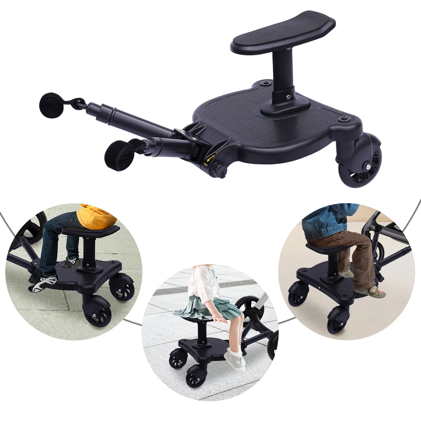 Children Stroller Pedal Adapter Second Child Kids Standing Plate and Seat 25kg Compatible with Most Strollers