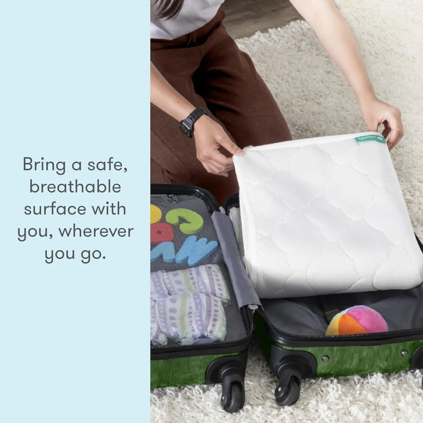 Ultra-Breathable Waterproof Crib Mattress Pad with Quilted Layer and Universal Fitted Skirt | Machine Washable Protector, 1 Pack