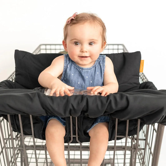 Universal Baby Shopping Cart and High Chair Cover with Storage Pouch, Black - Safe, Comfortable Fit for Toddlers