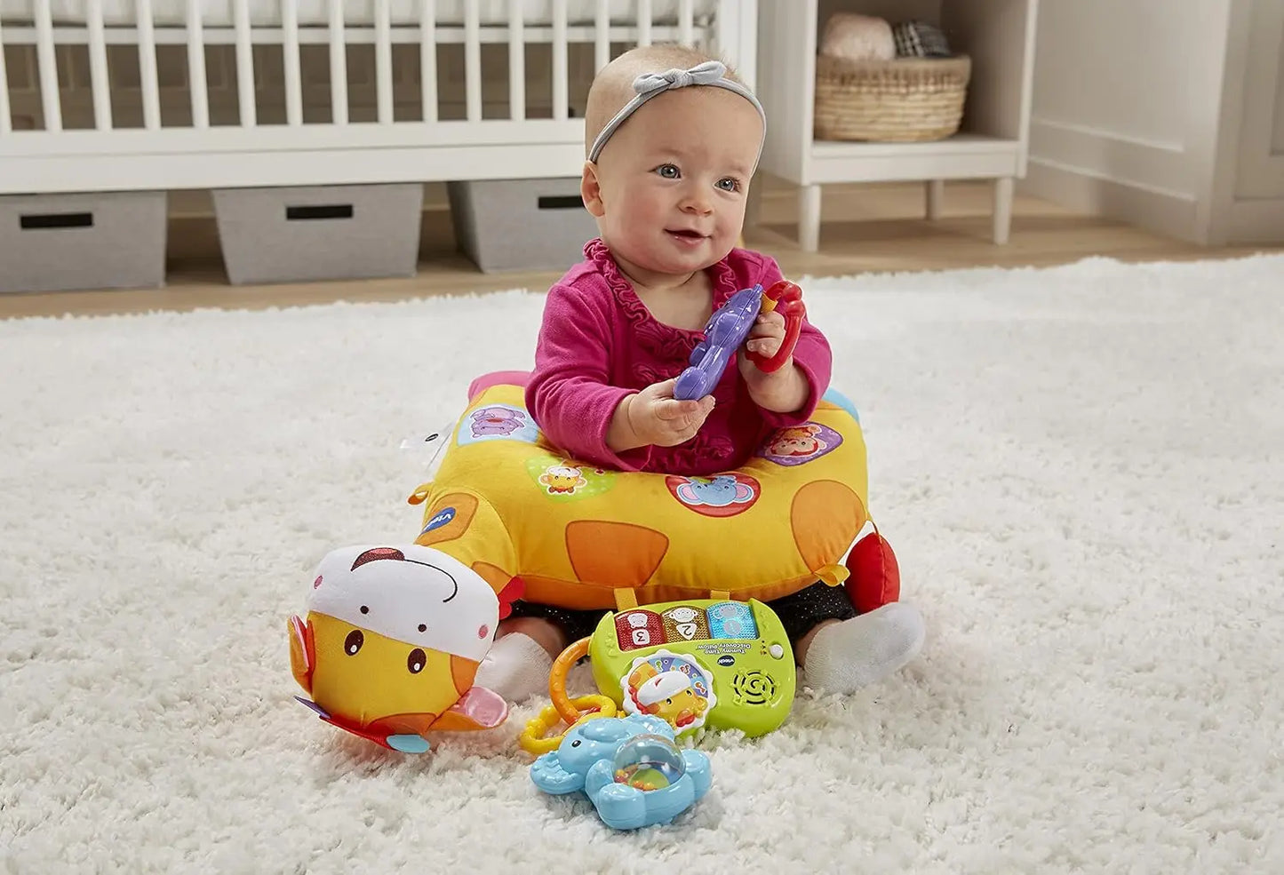 Interactive Baby Tummy Time Pillow with Lights, Sounds & Removable Toys for Motor Skills Development
