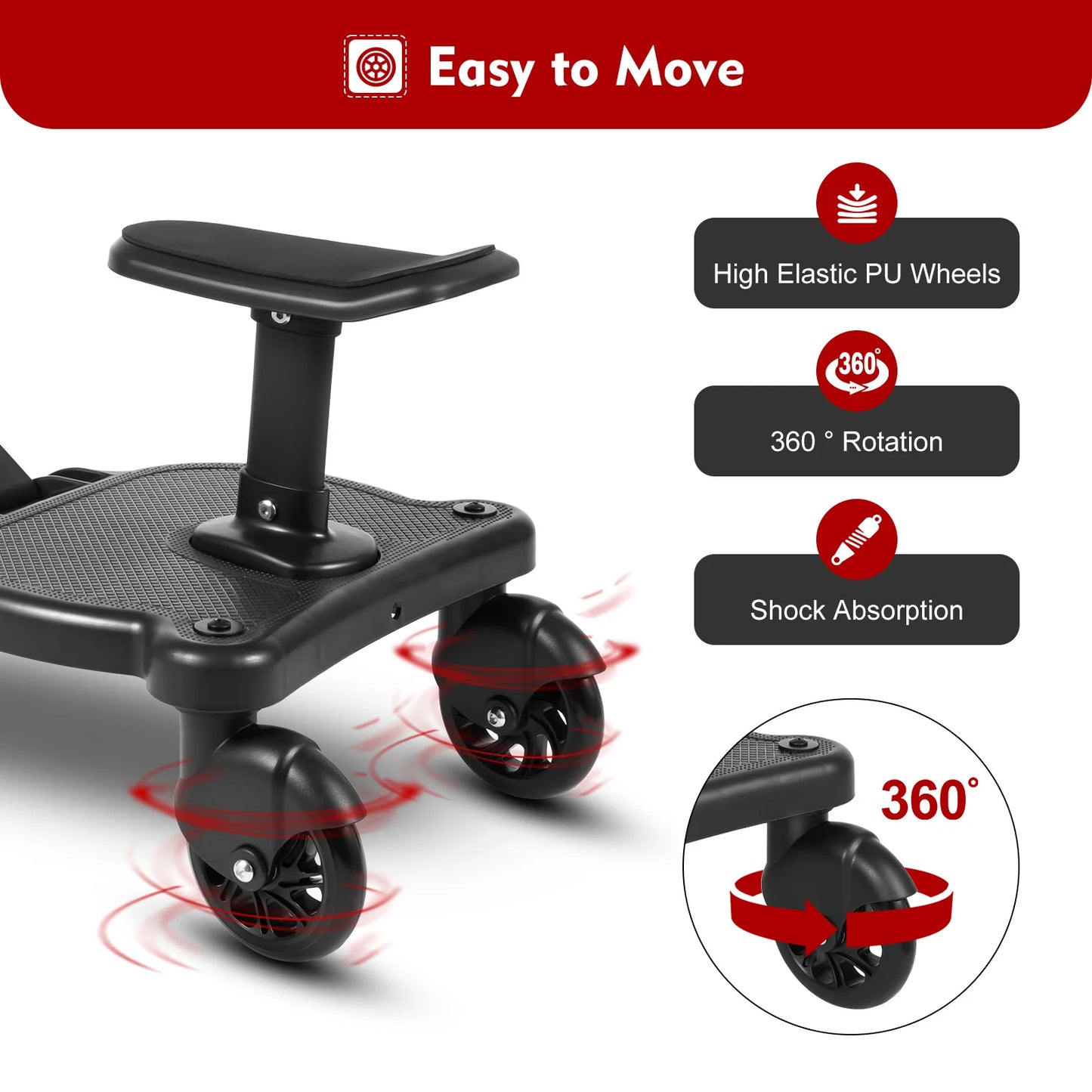 Children Stroller Pedal Adapter Second Child Kids Standing Plate and Seat 25kg Compatible with Most Strollers