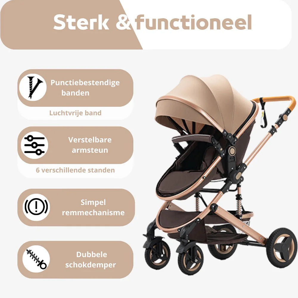 2-in-1 High View Stroller With Safety Seat, Cradle Mode, Foldable Shockproof Stroller With Reversible Seat - Toddler Stroller Fo