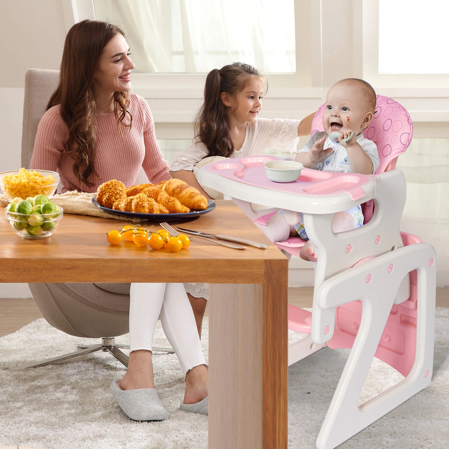 High Chair Adjustable Baby Eating Chair for Babies and Toddlers Convertible Baby Seat for 6 Months to 3 Years Highchairs