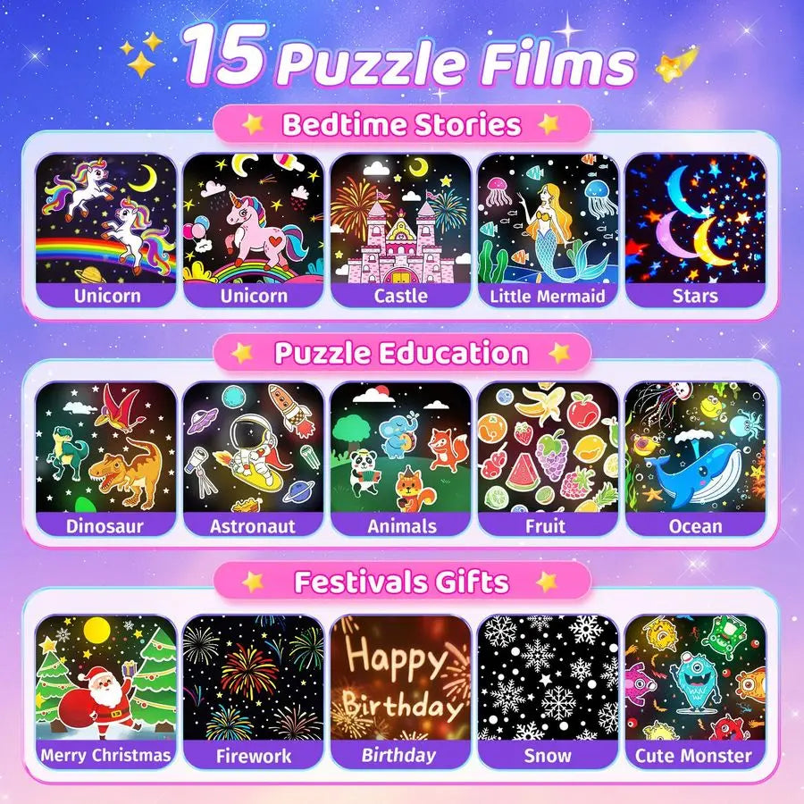 Onefire Night Light for Kids Gifts, 15 Sound Machine Baby Night Light, 15 Films Star Projector for Kids Room Decor, Brightness