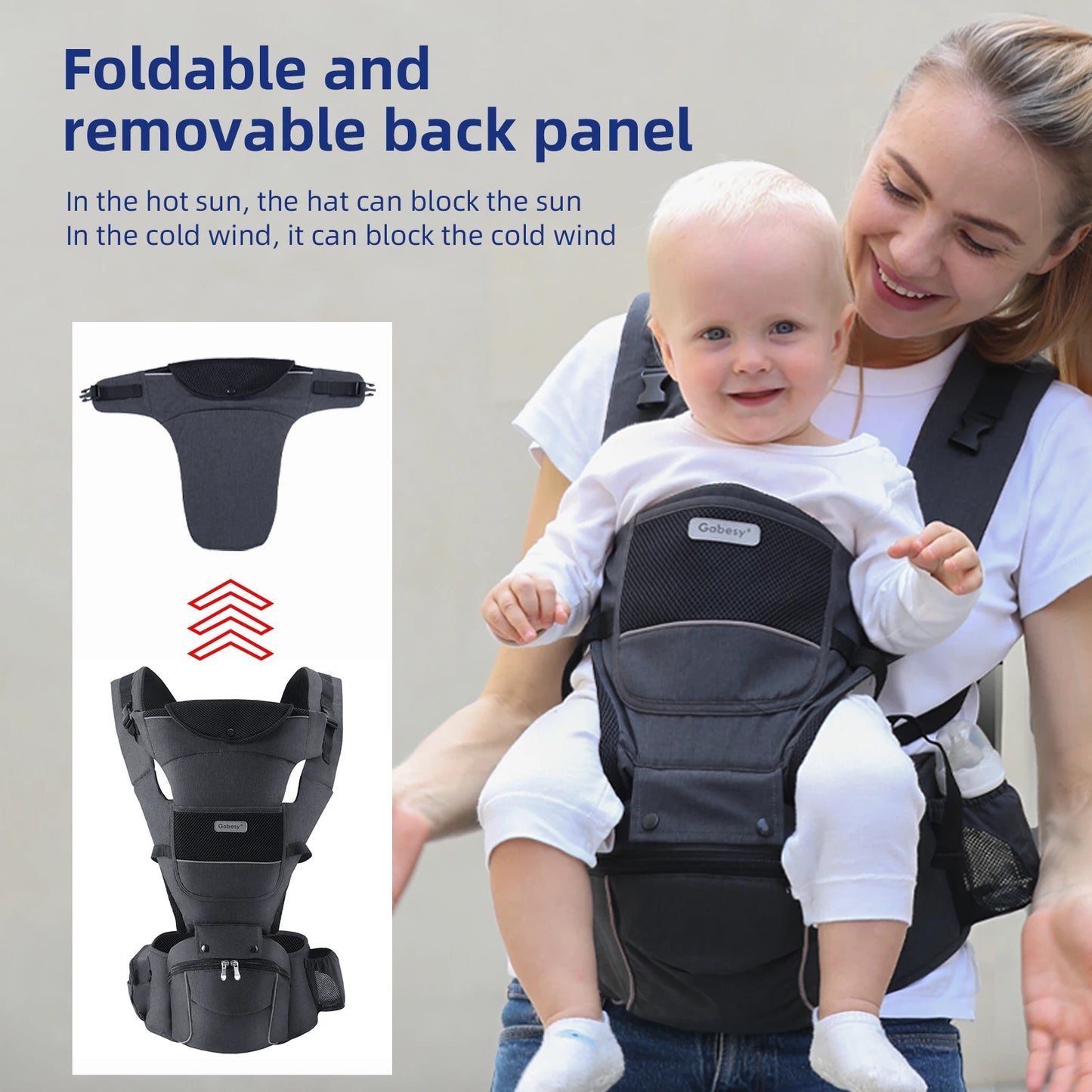 13 In 1 Baby Growth Carrier Newborn to Toddler 0-44 Lbs Ergonomic Infant Carrier with Removable Plate  Reflective Strips