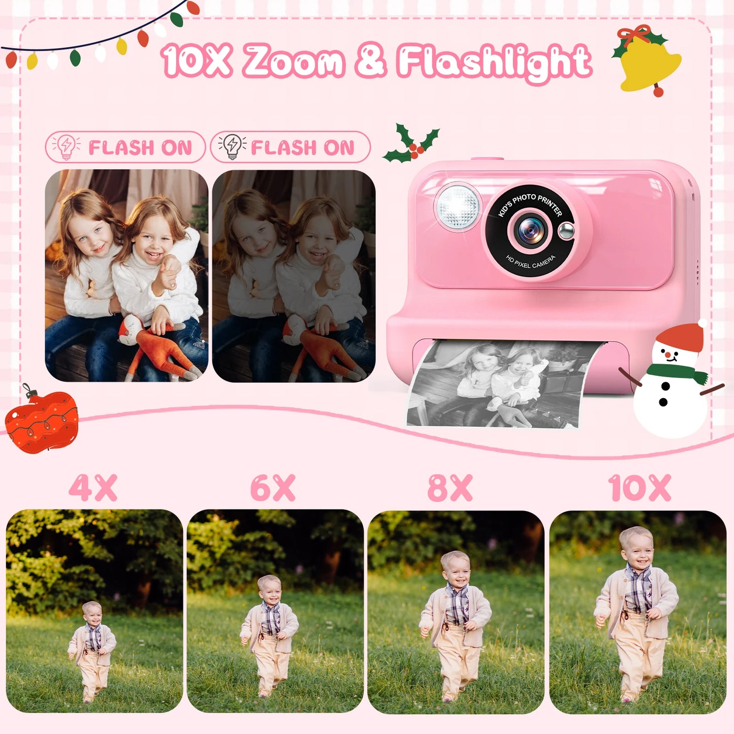 Kids Camera Instant Print 1080P HD Thermal Printing Camera 2.4 Inch Mini Digital Camera Toy