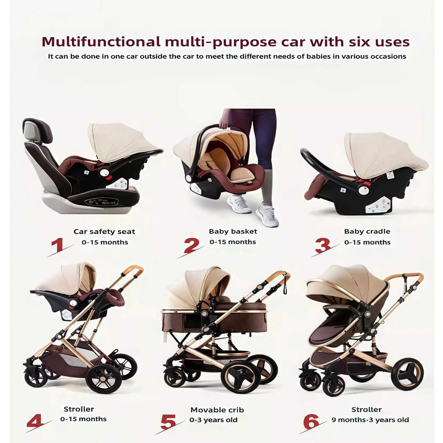 2-in-1 High View Stroller With Safety Seat, Cradle Mode, Foldable Shockproof Stroller With Reversible Seat - Toddler Stroller Fo