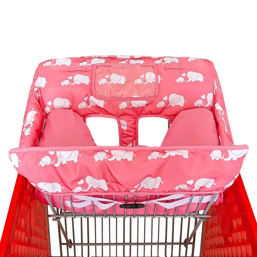 Soft Pillow Attached 2in1 Shopping Cart and High Chair Cover for Baby, Cotton Padded Cart Cover, Foldn Roll Style.