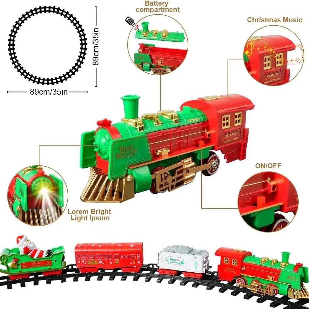 Hanging Christmas Train Set Toy Light and Sound Train Around Christmas Tree Decoration Gift Indoor Home Toys for Kids