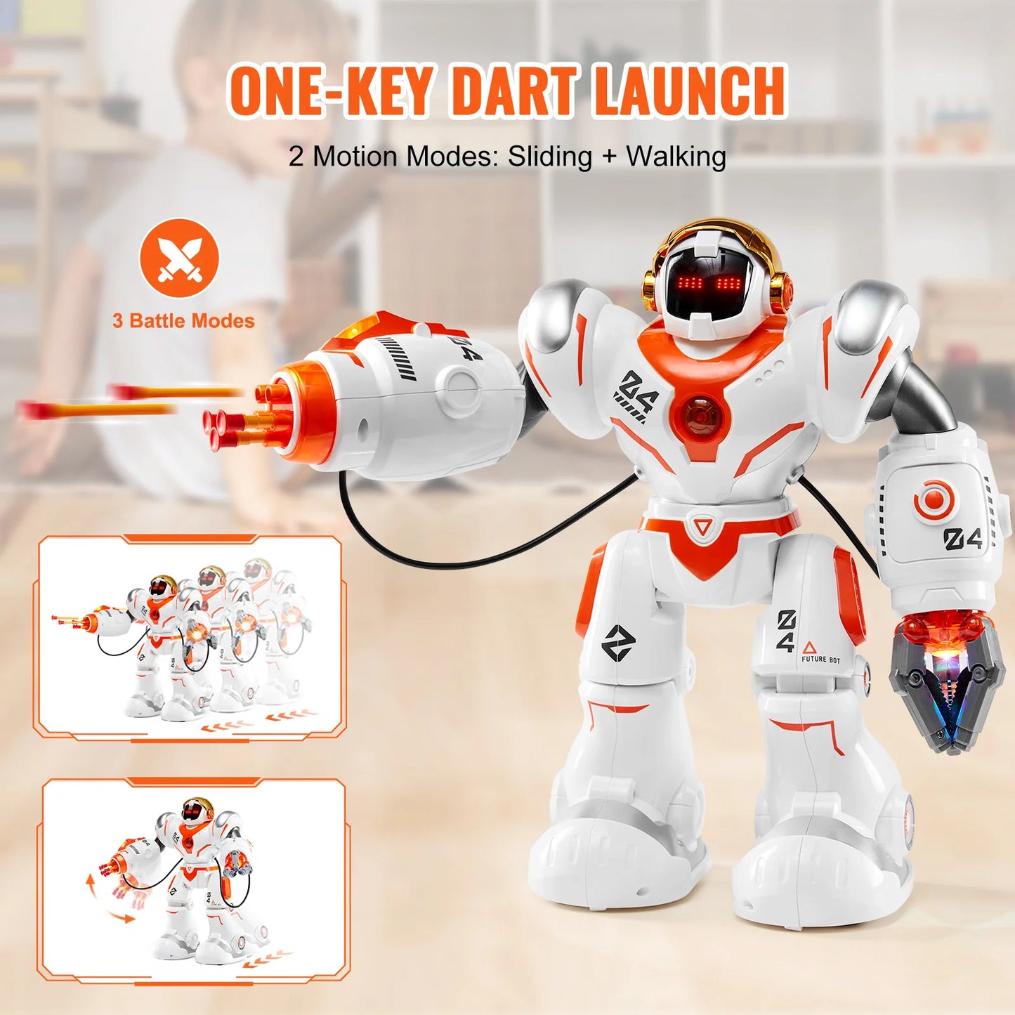 RC Robot Toys for Kids Battle Mode Programmable Remote Control Smart Robot with Bullets Interactive Dancing Robot