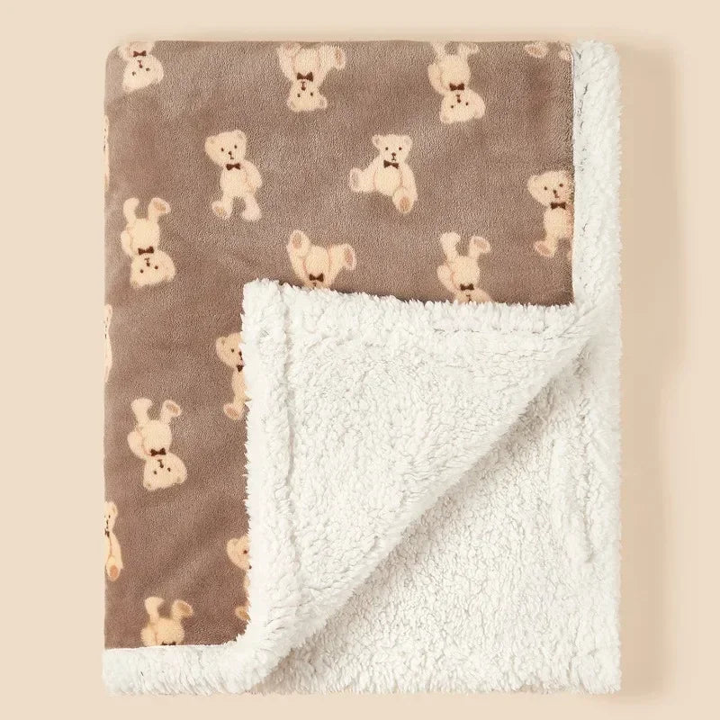 Winter Baby Blanket Swaddle Wrap Flannel Lamb Fleece Warm Quilt for Newborn Bedding Soft Baby Stroller Blanket for Newborn