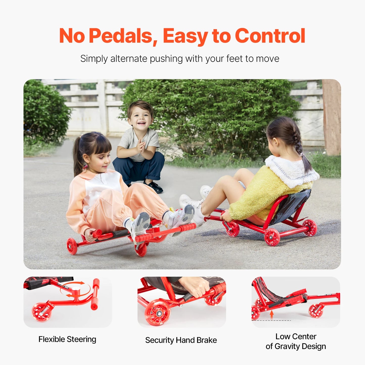 132/198lbs Kids Ride on Scooter Swing Side-to-Side Powered by Zig-Zag Motion Drifting Outdoor Sport Toys for Children