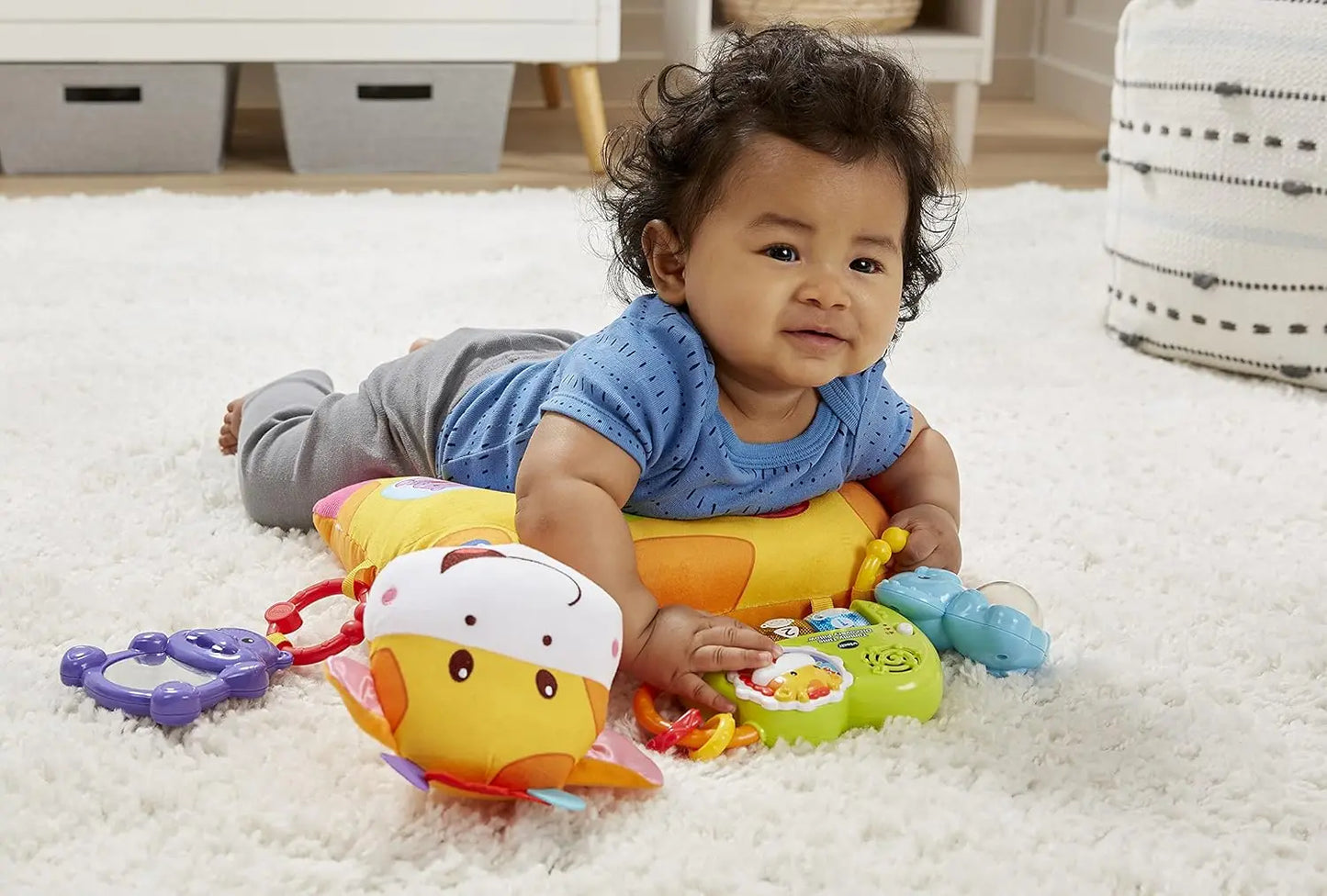 Interactive Baby Tummy Time Pillow with Lights, Sounds & Removable Toys for Motor Skills Development