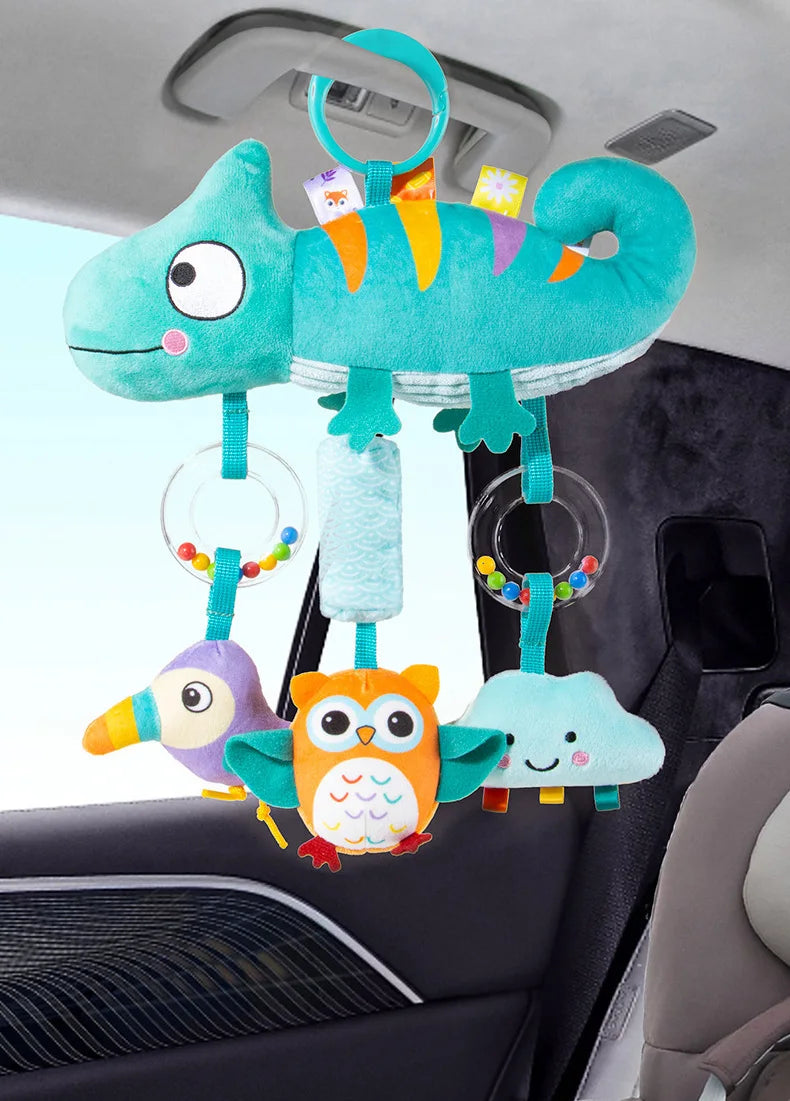 Babies Stroller Rattles Toy Jingle Travel Toy Hand Rattles With Cartoon Design Jingle Toy Portable Soft Grip for Newborns Gifts