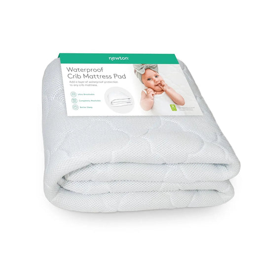 Ultra-Breathable Waterproof Crib Mattress Pad with Quilted Layer and Universal Fitted Skirt | Machine Washable Protector, 1 Pack