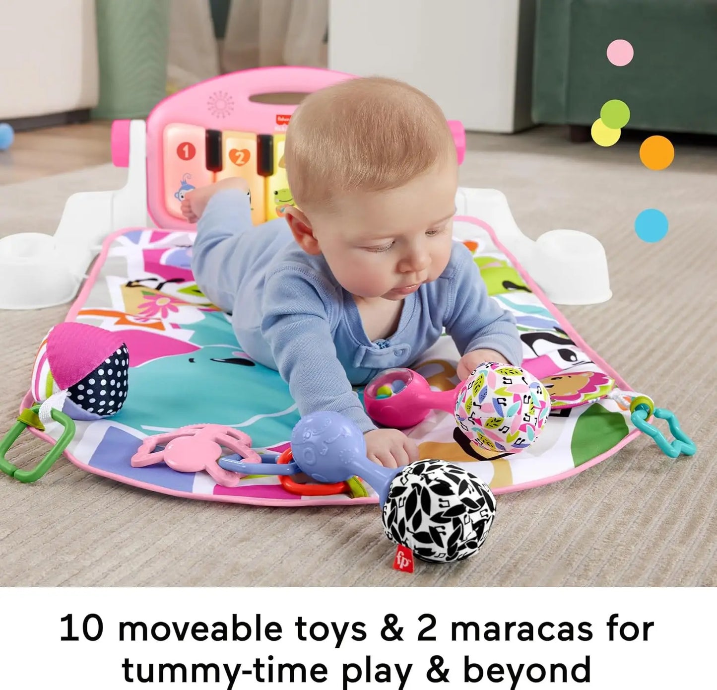 Baby Musical Toy Set with Glow & Grow Kick & Play Piano Gym and Rattle Maracas for Newborns Ages 0+ Months