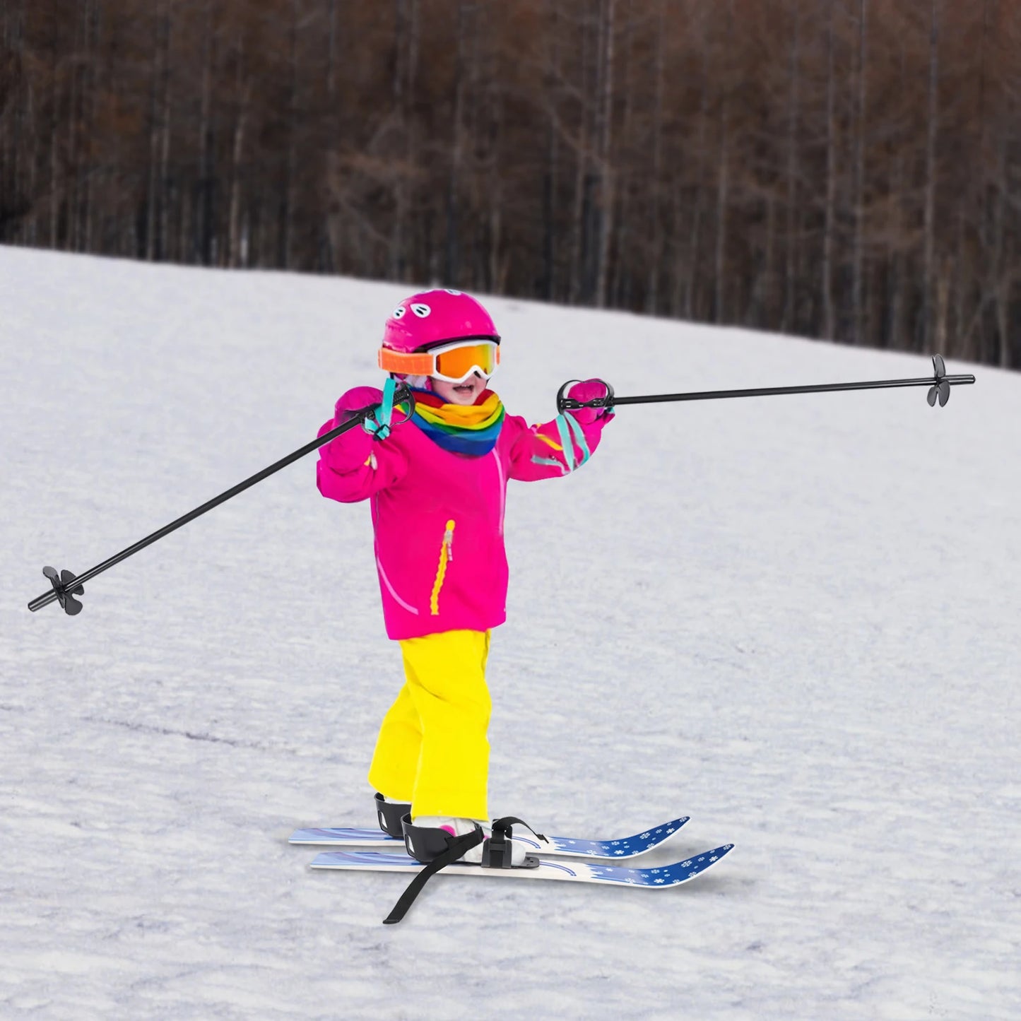 68*6cm Ski Set Kids Skis and Poles Primary Ski Double Board Children's Beginner Snow Skis for Children Outdoor Snow Recreational