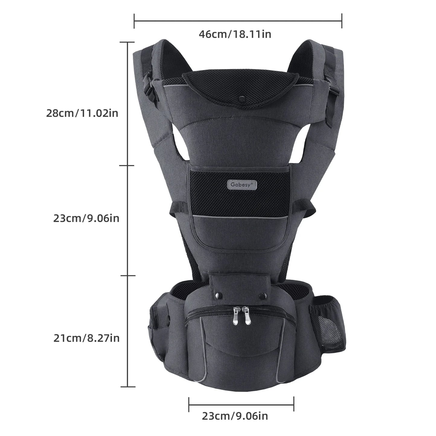13 In 1 Baby Growth Carrier Newborn to Toddler 0-44 Lbs Ergonomic Infant Carrier with Removable Plate  Reflective Strips