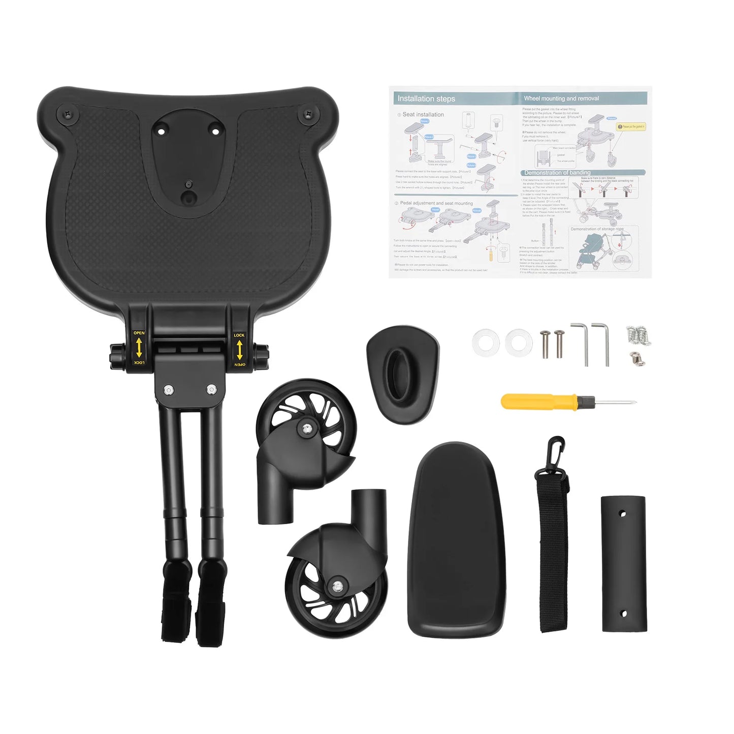 Children Stroller Pedal Adapter Second Child Kids Standing Plate and Seat 25kg Compatible with Most Strollers
