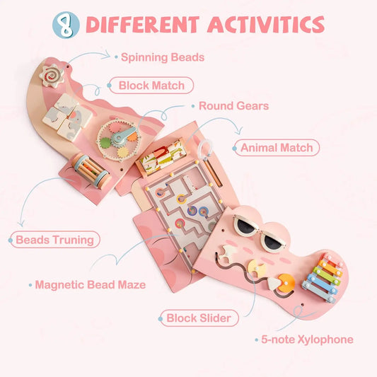 Robotime Robud Wooden Busy Board Montessori Learning Toy Wall Mounted Activity Centre with Gears Maze Wooden Toy Gifts