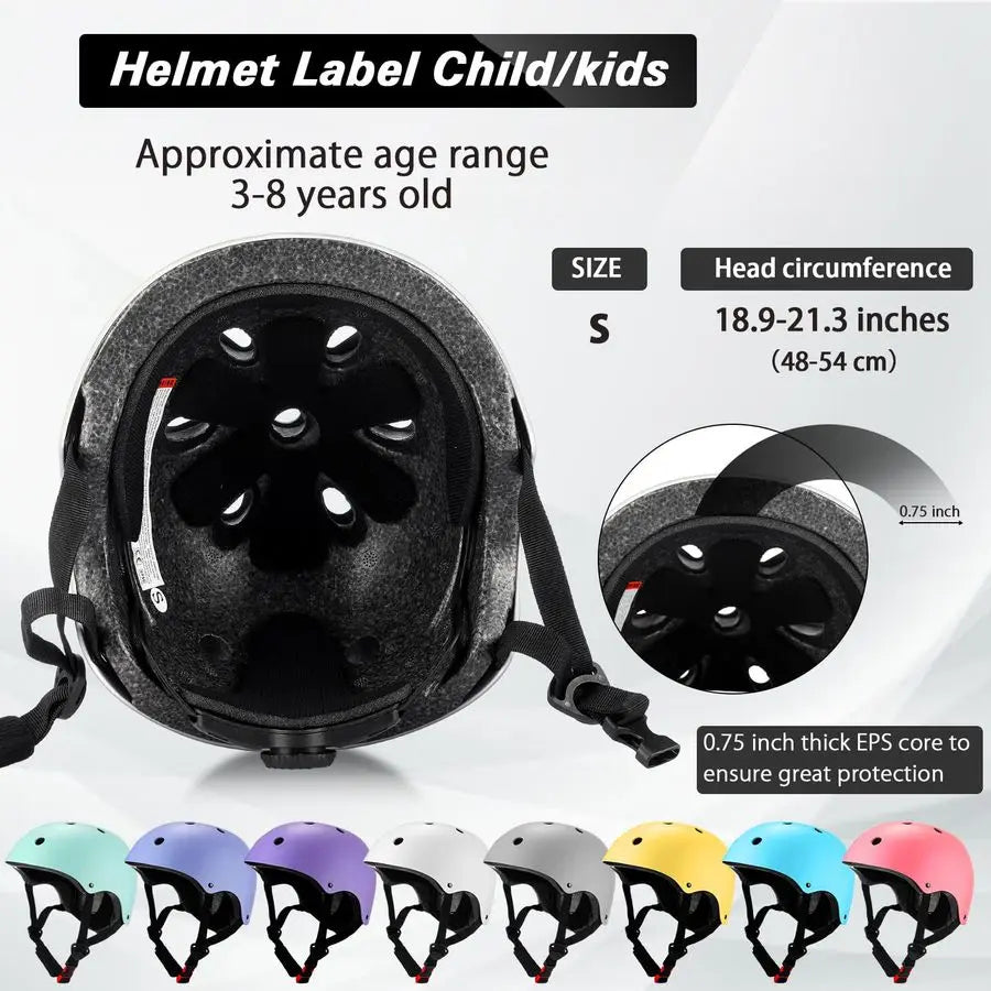8 Pcs Kids Bike Helmets Bulk CPSC Certified Toddler Skateboard Adjustable Kids Bike Helmet,  Boys Girls for Skate
