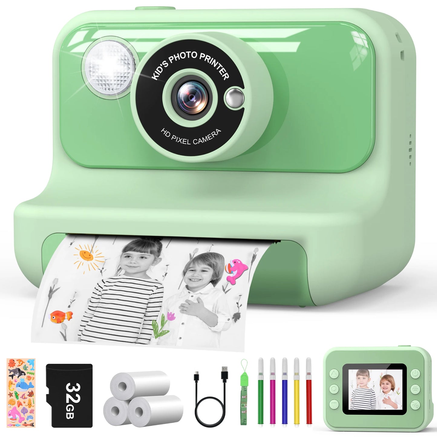Kids Camera Instant Print 1080P HD Thermal Printing Camera 2.4 Inch Mini Digital Camera Toy
