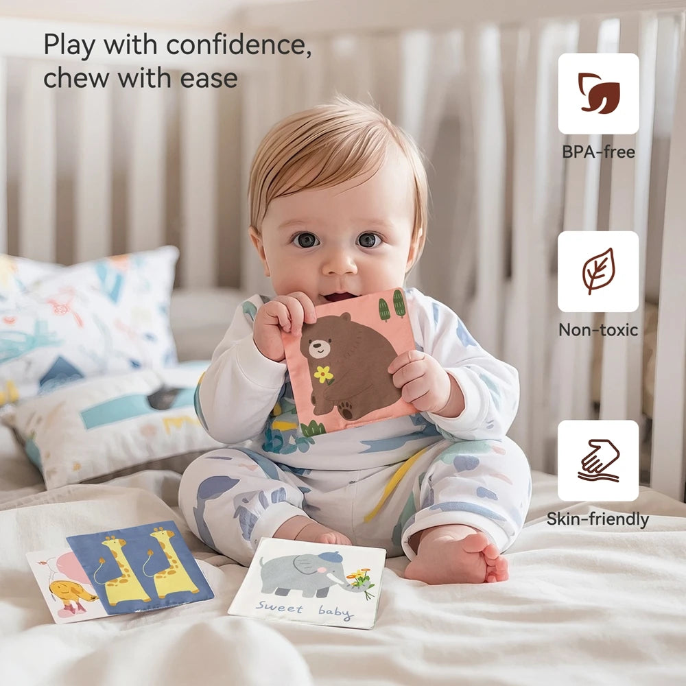 Baby Montessori Toy Magic Tissue Box, Busy Board Game Educational Learning Activity Sensory Toy Soft Rattle Game Cloth Book Gift