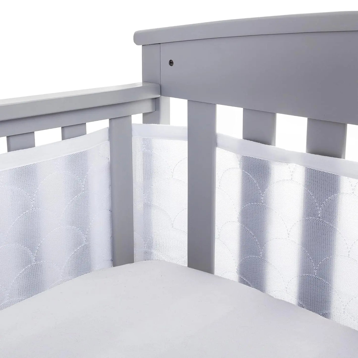 Breathable Mesh Crib Liner with Cotton Ruffle Trim - Fits Full-Size Slatted and Solid Back Cribs