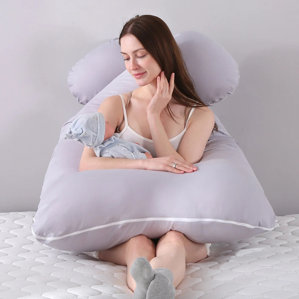 U-shape Pregnant Pillowcase Breastfeeding Multi Function Side Protected Cushion