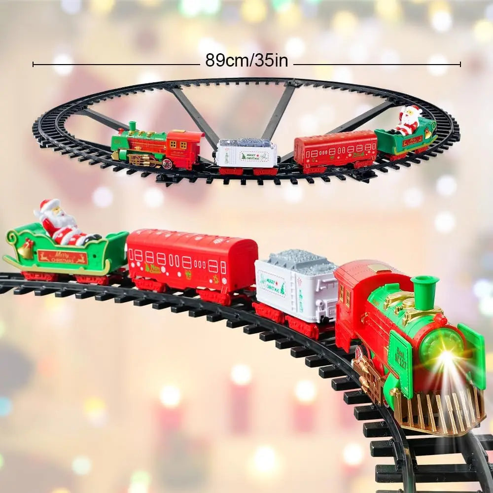 Hanging Christmas Train Set Toy Light and Sound Train Around Christmas Tree Decoration Gift Indoor Home Toys for Kids